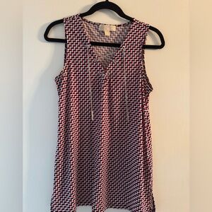 MICHAEL Michael Kors Pink and Black Chevron Sleeveless Tie-Front Tank